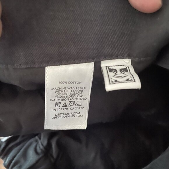 Obey Women 26 Black Grunge 90s Y2K Big Division Embroidered Cargo Pant NWOT - Picture 14 of 14